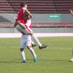 Los jugadores de Tecos en el festejo del primer gol.